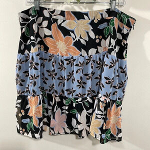 LOFT Tiered Floral Print Tiered Skirt 14